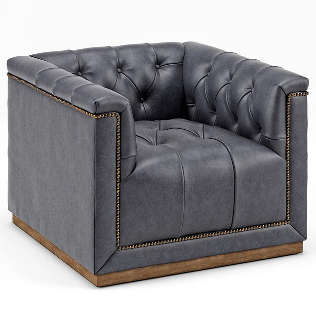 Emmy Rustic Lodge Black Leather Tufted Cube Armchair — Скачать