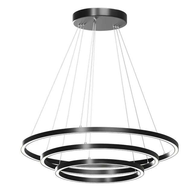 Modern 32-Inch Triple Ring LED Pendant Light Black Finish — Descargar