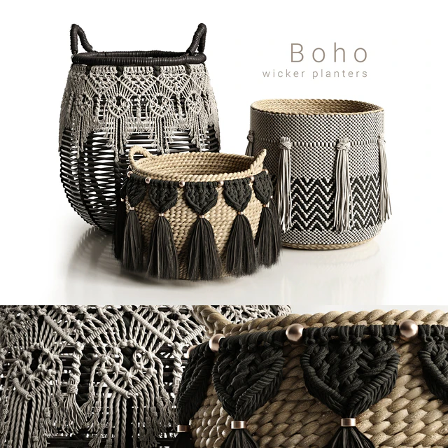 Boho wicker planters — Descargar