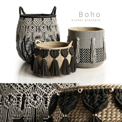 Boho wicker planters — Ver 1