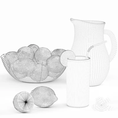 Lemonade and Bowl with Lemons — Ver 2