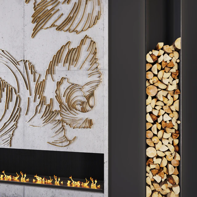 Modern fireplace   petals — Download