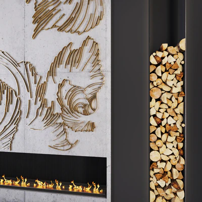 Modern fireplace   petals — View 4