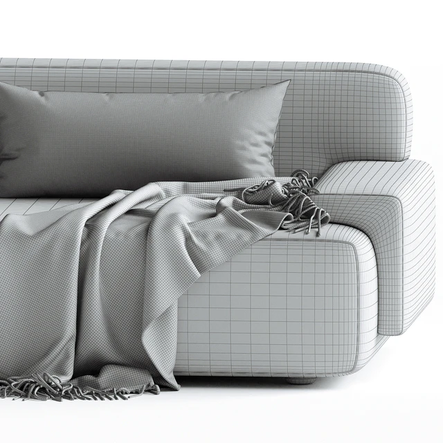 Popus Editions Lena 3 Seater Sofa in Egg Shell Off-White Como Velvet Fabric — Descargar