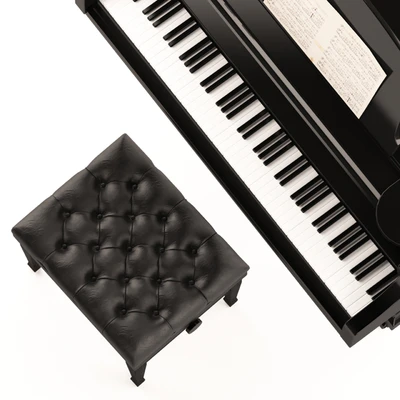 Grand Piano with Stool and Notes — Ver 6
