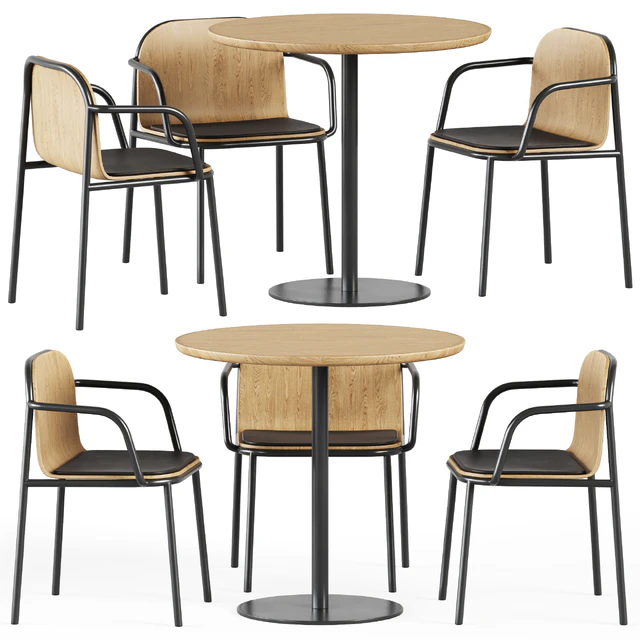Easy Mix and Fix Table 630 by Ton & Upholstered Shell Armrest Chair by Annud — Descargar