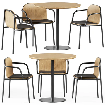 Easy Mix and Fix Table 630 by Ton & Upholstered Shell Armrest Chair by Annud — Ver 1