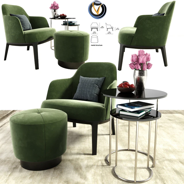 Jane Fabric Armchair Poliform With Nesting Coffee Table — Скачать