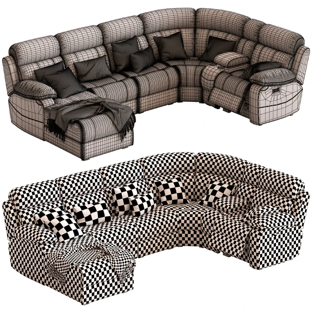 5-Seater Corner Sofa with Chaise and Foot lift — Descargar