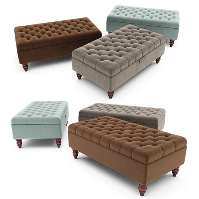 Tiffany Linen Footstool ottoman — Ver 1