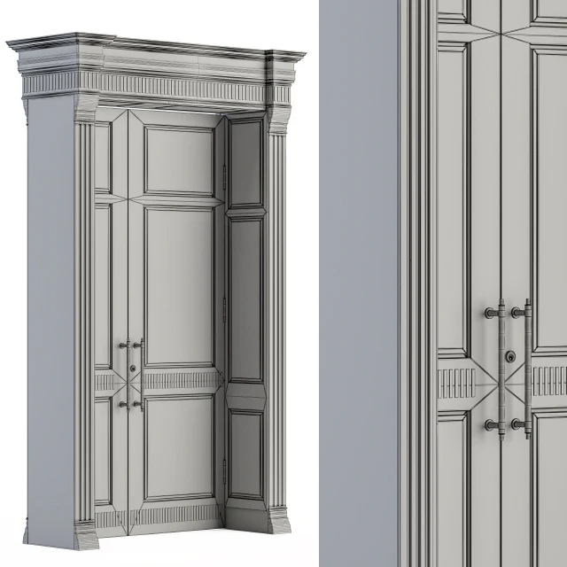 White Wooden Classic Door Set 27 — Download