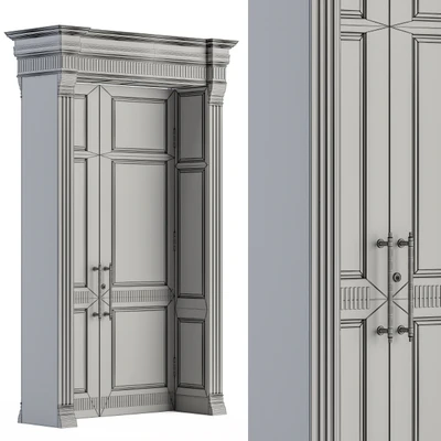 White Wooden Classic Door Set 27 — View 5