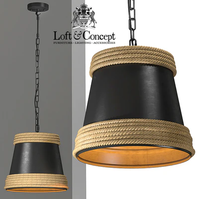 Black &amp; Hemp Pendant Lamp Suspension — Ver 1