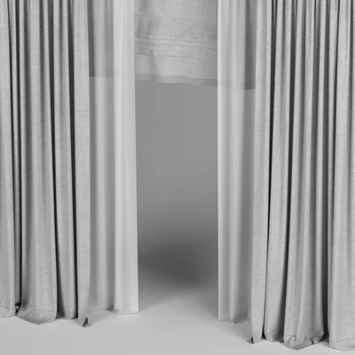 Gray curtains with tulle and a roman curtain. — Ver 2