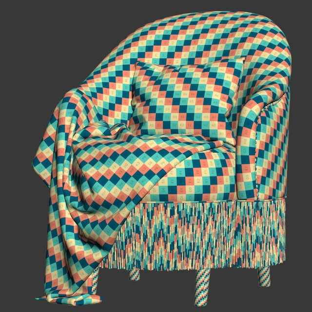 Amanda dining chair with plaid / Обеденное велюровое кресло с пледом — Скачать