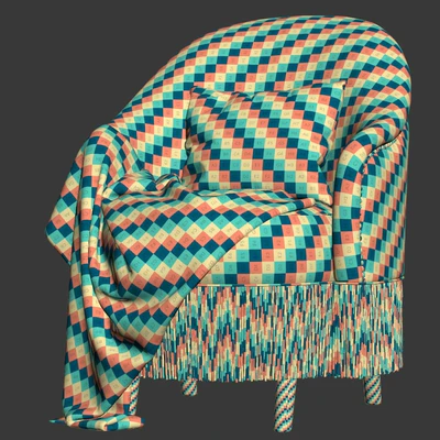Amanda dining chair with plaid / Обеденное велюровое кресло с пледом — Вид 2