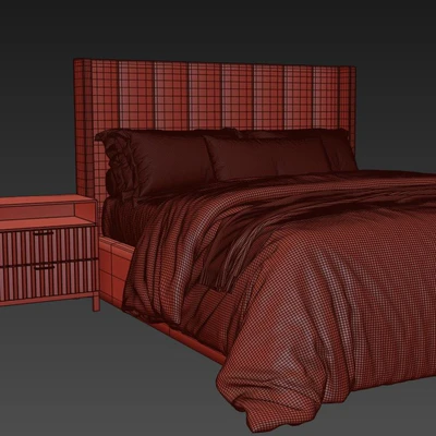 Emilie Upholstered Fabric Wing Headboard Bed — Вид 3