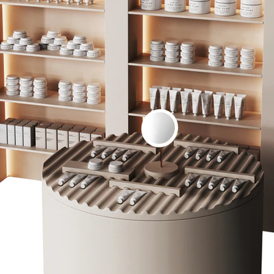 Beauty salon cosmetic set with arches in beige — Ver 3