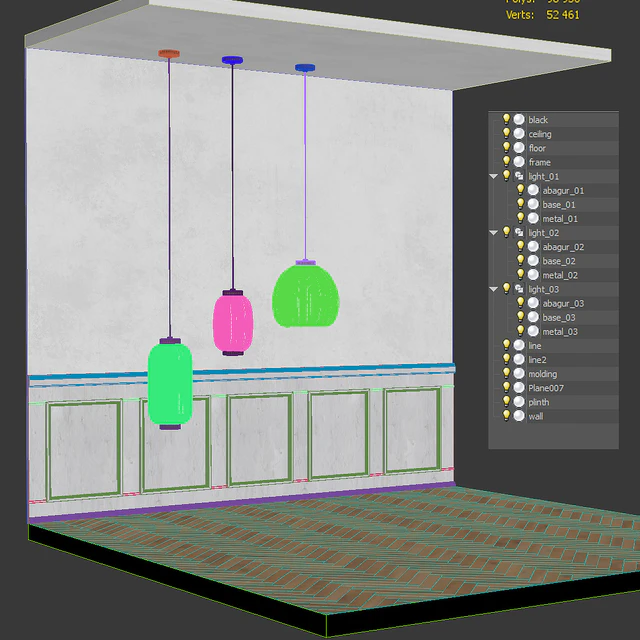 A set of Bloomingville lamps with floor and walls — Download