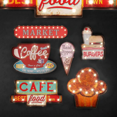 Lighted Metal sign Set 24 — Ver 1