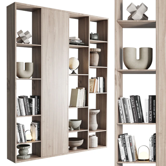 wooden Shelves Decorative With vase and Book — Скачать