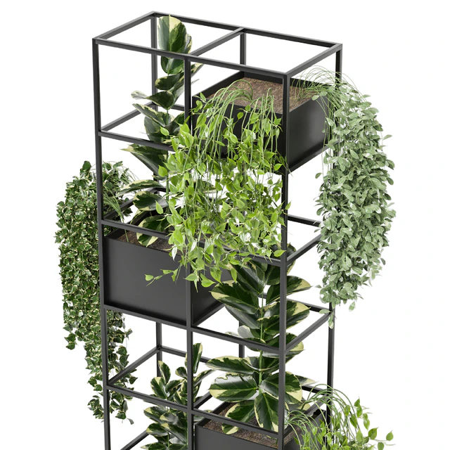 indoor plants in rusty concrete pot on metal shelf - Set 110 — Скачать
