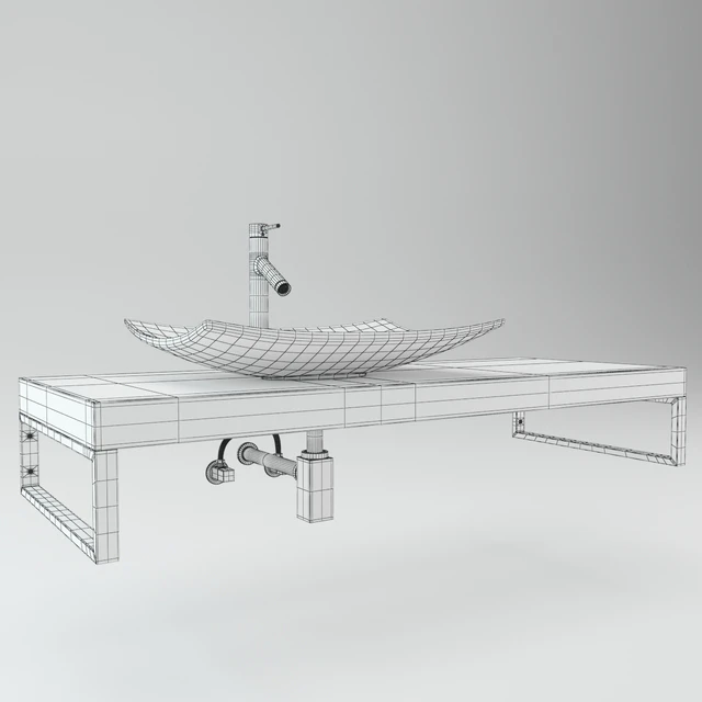Washbasin on the wooden plate — Скачать