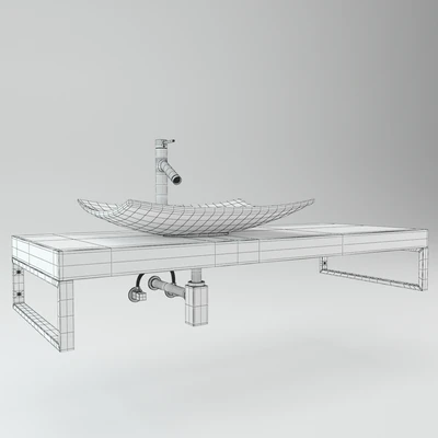 Washbasin on the wooden plate — Вид 3