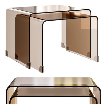 Set of two stackable coffee tables made of tempered glass Joan — Ver 1