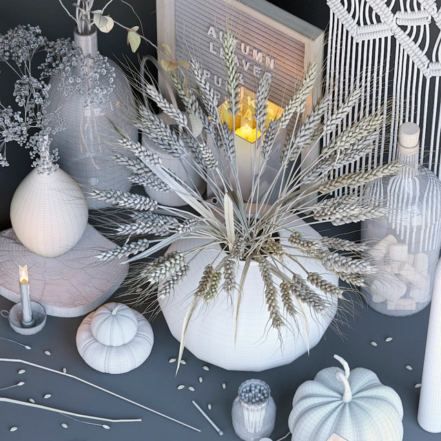 Autumn decorative set with wheat — Descargar