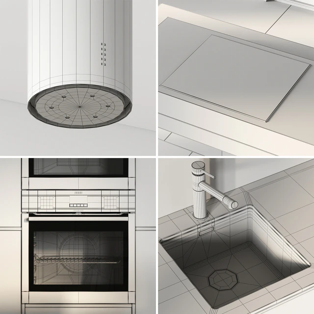 Straight kitchen with island — Descargar