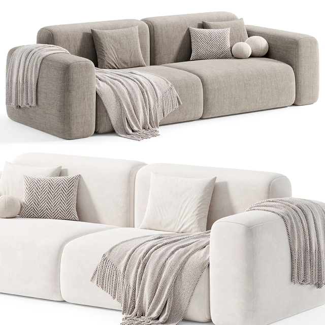Beige Microfiber Modern Sofa by litfad 2 — Скачать