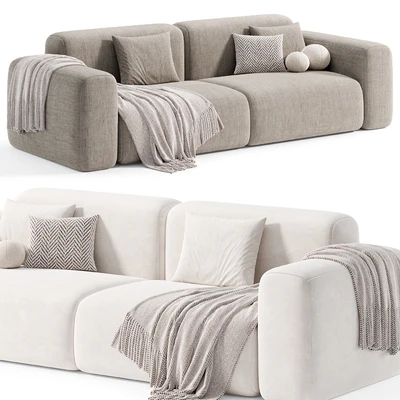 Beige Microfiber Modern Sofa by litfad 2 — Вид 1