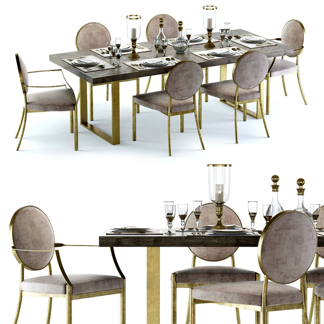 Eichholtz Melchior Table and Scribe Chairs — Descargar