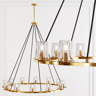 Restoration Hardware PAUILLAC ROUND CHANDELIER 48 Glass shade and Brass — Вид 1