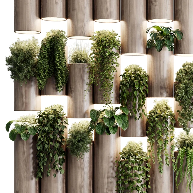 plants set partition in wooden frame- Vertical graden wall decor box 30 — Скачать