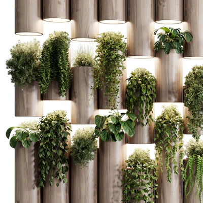 plants set partition in wooden frame- Vertical graden wall decor box 30 — Вид 5