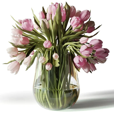 Red, pink and white tulips in glass vases — Ver 5