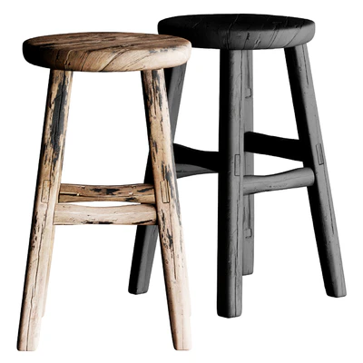 French Wooden Stool or Side Table — Ver 3