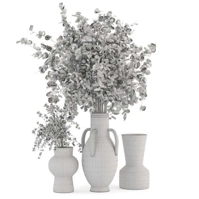 Plants Bouquet Collection In Concrete Pots - Set 948 — Descargar