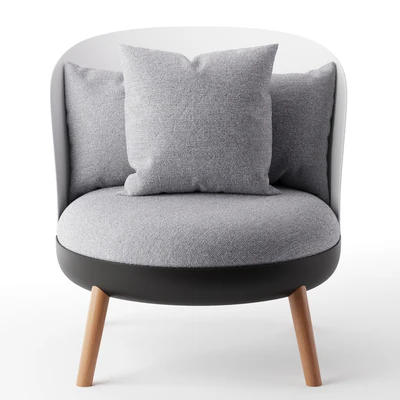 Armchair with ottoman Cherry, gray — Ver 2
