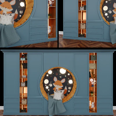 Wardrobe with a seat for a childrens room — Ver 1