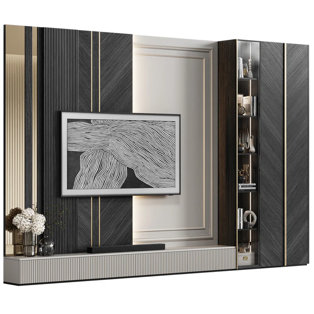 TV wall in modern classic style with decor 23 — Descargar
