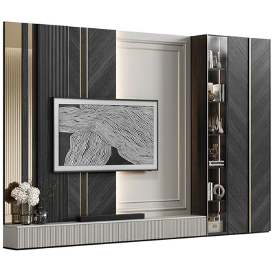 TV wall in modern classic style with decor 23 — Ver 2