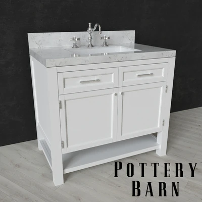 PIEDMONT SINGLE SINK CONSOLE and LANGFORD CROSS-HANDLE WIDESPREAD BATHROOM FAUCET — Ver 1