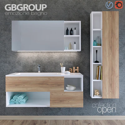 Комплект мебели для ванной OPEN 01 + Аксессуары для ванной комнаты — Вид 1