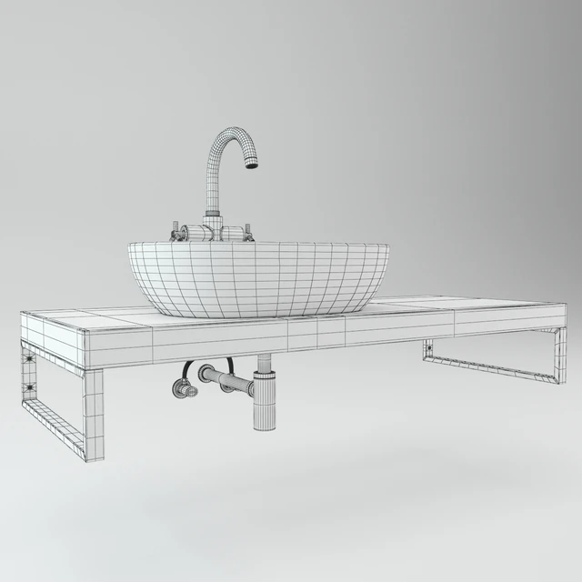 Washbasin on the wooden plate — Скачать