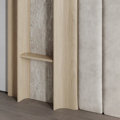 Lunar headboard with upholstered panels — Ver 3