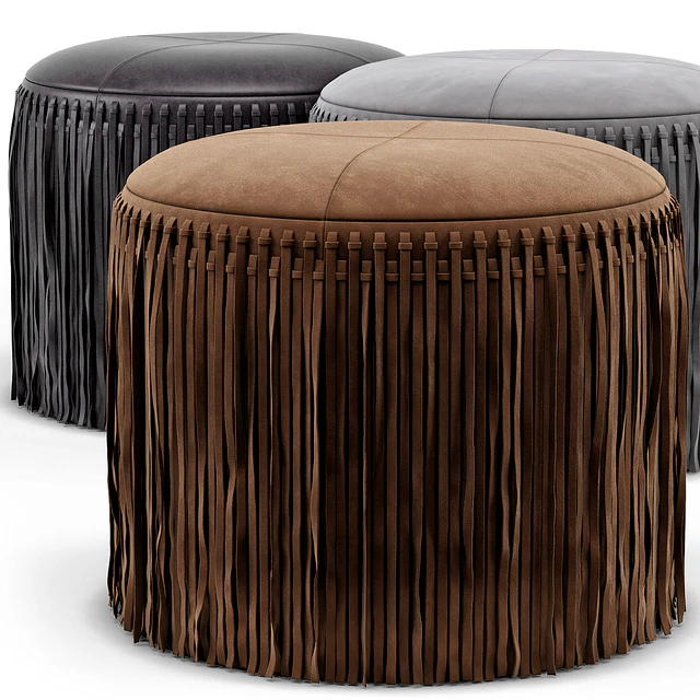 Wisteria Suede Boho Round Ottoman — Descargar