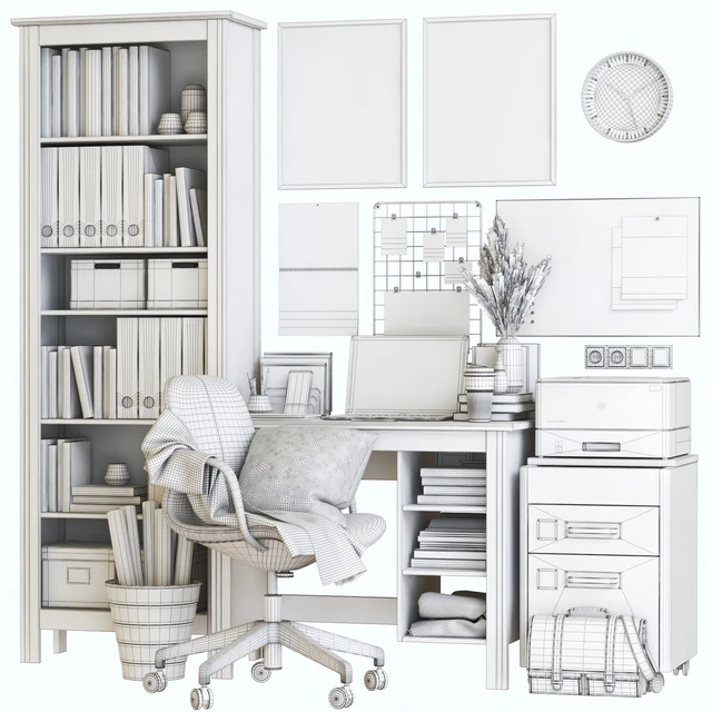 IKEA BRUSALI office workplace with LANGFJALL chair — Descargar